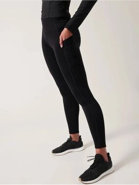 Athleta Altitude Stash Polartec Power Stretch Tight Black Leggings L